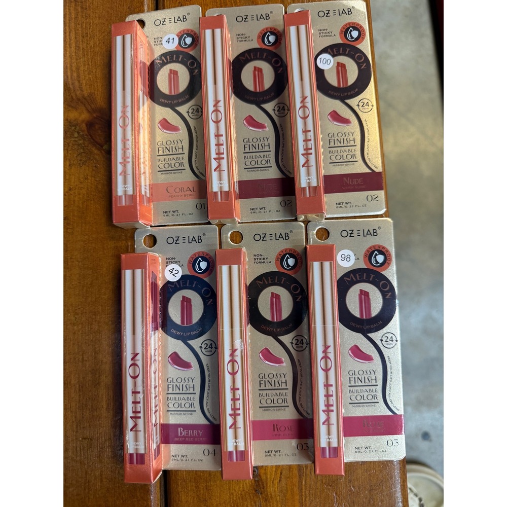 OZ LAB Melt-On Dewy Lip Balm‎ Glossy Finish Buildable Color Waterproof 4 Shades